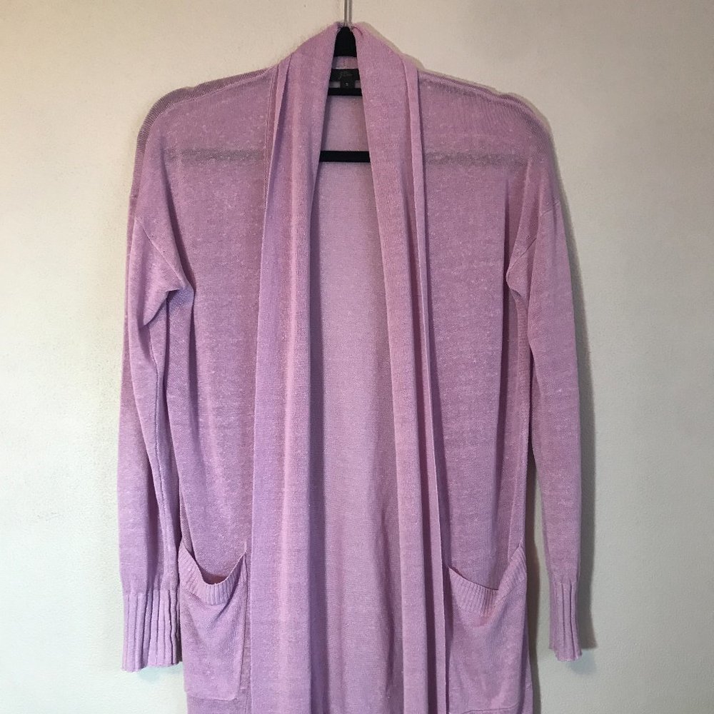 J.Crew Linen Blend Purple Open Front Cardigan
